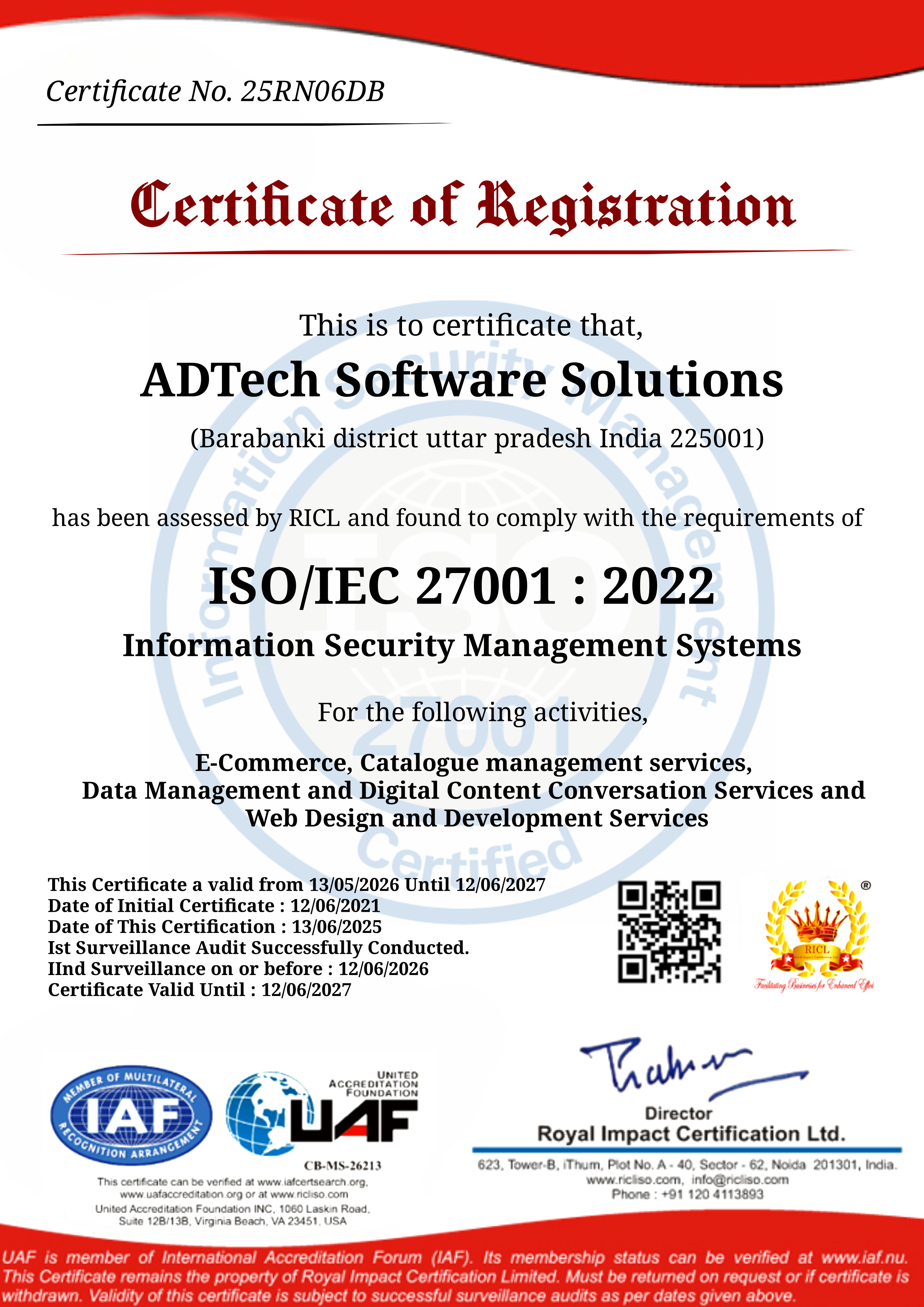 ISO 27001 Certificate